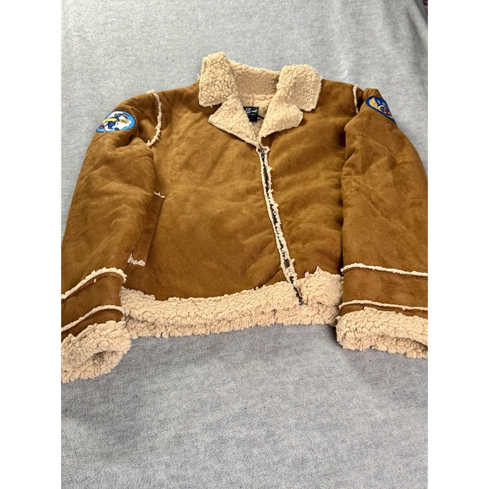 Her Universe Tomb Raider Cosplay Jacket Brown Faux Suede Shearling Aviator XL